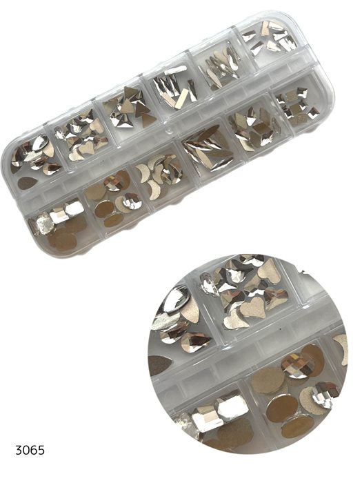 מארז אבני קישוט בצורות כסף להדבקה