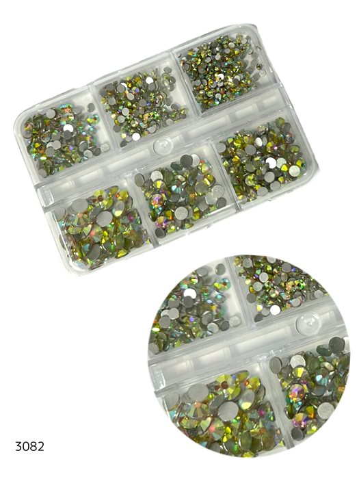 מארז אבני קישוט זהב שקוף להדבקה