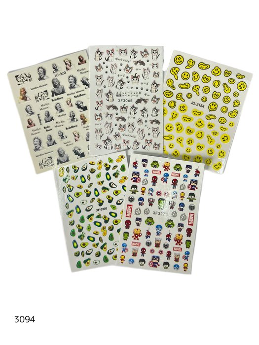 סט מדבקות לציפורניים משולב מארז - 5 יחידות