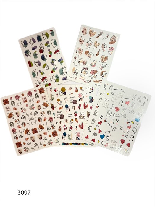 סט מדבקות לציפורניים "one-line" מארז 5 יחידות