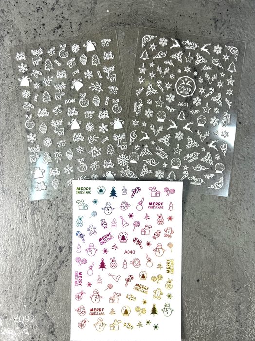 סט מדבקות משולב 3D לציפורניים כריסמס מארז 3 יחידות