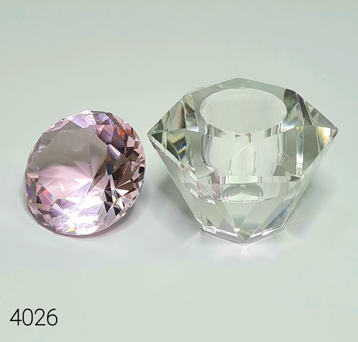 צנצנת קריסטל קטנה עם מכסה יהלום - לאחסון או לנוזל חיטוי