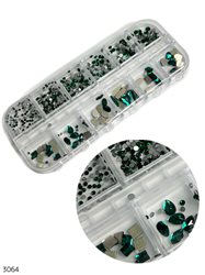 מארז אבני קישוט ירוק בקבוק להדבקה