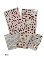 סט מדבקות לציפורניים 3D משולב HALOWEEN   מארז - 5 יחידות